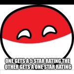 Look at their flags lol | WHAT’S THE DIFFERENCE BETWEEN VIETNAM AND CHINA? ONE GETS A 5 STAR RATING THE OTHER GETS A ONE STAR RATING | image tagged in bad pun polandball,china,vietnam,memes | made w/ Imgflip meme maker