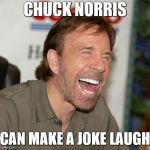 Chuck Norris Laughing | CHUCK NORRIS CAN MAKE A JOKE LAUGH | image tagged in memes,chuck norris laughing,chuck norris | made w/ Imgflip meme maker