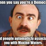 Dumb Voter | When you say you're a Democrat; and people automaticly associate you with Maxine Waters. | image tagged in dumb voter | made w/ Imgflip meme maker