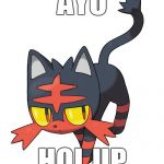 Ayo! Hol up! | AYO; HOL UP | image tagged in litten | made w/ Imgflip meme maker