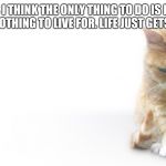 lonely sad cat | SOMETIMES I THINK THE ONLY THING TO DO IS DIE.  THERE'S REALLY NOTHING TO LIVE FOR. LIFE JUST GETS WORSE. | image tagged in lonely sad cat | made w/ Imgflip meme maker