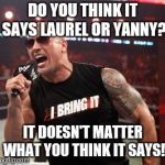The Rock It Doesn't Matter | DO YOU THINK IT SAYS LAUREL OR YANNY? IT DOESN'T MATTER WHAT YOU THINK IT SAYS! | image tagged in the rock it doesn't matter | made w/ Imgflip meme maker