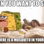 spongegar bed | WHEN YOU WANT TO SLEEP; BUT THERE IS A MOSQUITO IN YOUR ROOM | image tagged in spongegar bed | made w/ Imgflip meme maker