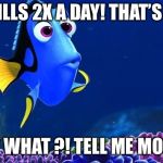 Dorie | 2 PILLS 2X A DAY! THAT’S IT ! SAY WHAT ?! TELL ME MORE ! | image tagged in dorie | made w/ Imgflip meme maker