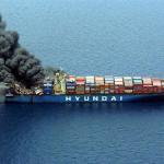 cargo ship on fire
