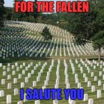 Memorial Day, May 28, 2018 | FOR THE FALLEN; I SALUTE YOU | image tagged in fallen soldiers,memorial day | made w/ Imgflip meme maker