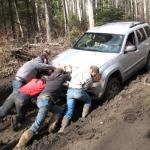 pushing a car uphill