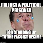 Crybaby Comey | I'M JUST A POLITICAL PRISONER; FOR STANDING UP TO THE FASCIST REGIME | image tagged in crybaby comey | made w/ Imgflip meme maker