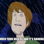 Shaggy Rain | WHEN YOUR HIGH AF AND IT'S RAINING | image tagged in shaggy rain | made w/ Imgflip meme maker