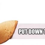 Rude fortune cookie | PUT DOWN THE FORK | image tagged in fortune cookie | made w/ Imgflip meme maker