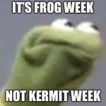 FROG WEEK | IT’S FROG WEEK; NOT KERMIT WEEK | image tagged in confused kerm,frog week,kermit the frog | made w/ Imgflip meme maker