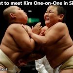 Child sumo wrestlers | "Trump set to meet Kim One-on-One in Singapore"; AP Newswire,  6/11/2018 | image tagged in child sumo wrestlers | made w/ Imgflip meme maker