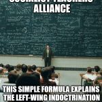 Socialist teachers alliance - student indoctrination | SOCIALIST TEACHERS ALLIANCE; THIS SIMPLE FORMULA EXPLAINS THE LEFT-WING INDOCTRINATION WE USE ON ALL OUR STUDENTS | image tagged in corbyn eww,party of haters,momentum,communist socialist,communism socialism,funny | made w/ Imgflip meme maker