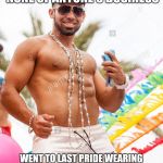 Gay douchebag dresses in S&M gear in public | CLAIMS THAT WHAT GOES ON IN HIS BEDROOM IS NONE OF ANYONE'S BUSINESS; WENT TO LAST PRIDE WEARING S&M GEAR WALKING HIS BOYFRIEND ON A LEASH DRESSED AS A LEATHER GIMP DOG WITH A BALL GAG | image tagged in gay douchebag | made w/ Imgflip meme maker