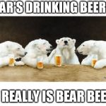 Well what started off as screwed up words now is a reality, bear beer! | BEAR'S DRINKING BEERS? IT REALLY IS BEAR BEER! | image tagged in polar bears drinking beer | made w/ Imgflip meme maker