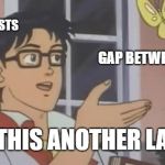 Is This a Pigeon | MOTORCYCLISTS; GAP BETWEEN 2 CARS; IS THIS ANOTHER LANE | image tagged in is this a pigeon | made w/ Imgflip meme maker