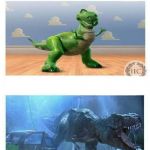 T-Rex | 1ST TIME IN THE GYM; AFTER 1 HOUR | image tagged in t-rex,gym,gym memes | made w/ Imgflip meme maker