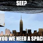Independence Day Spaceship | SEE? I TOLD YOU WE NEED A SPACEFORCE | image tagged in independence day spaceship | made w/ Imgflip meme maker