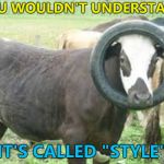 It's udderly brilliant... :) | YOU WOULDN'T UNDERSTAND; IT'S CALLED "STYLE" | image tagged in cow tire,memes,cows,animals,fashion | made w/ Imgflip meme maker
