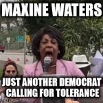Violence & Hate is all they know | MAXINE WATERS; JUST ANOTHER DEMOCRAT CALLING FOR TOLERANCE | image tagged in maxine waters | made w/ Imgflip meme maker