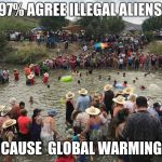 US mexico border | 97% AGREE ILLEGAL ALIENS; CAUSE  GLOBAL WARMING | image tagged in us mexico border | made w/ Imgflip meme maker