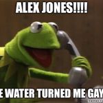 Kermisexual | ALEX JONES!!!! THE WATER TURNED ME GAY!!!! | image tagged in kermit | made w/ Imgflip meme maker