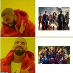 The Arrowverse ROCKS! Screw the DCEU! | image tagged in hotline bling,memes,funny,drake,justice league,arrowverse | made w/ Imgflip meme maker