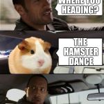 Come On Everybody ... Hamster Weekend, July 6-8, a bachmemeguy2, 1forpeace & Shen_Hiroku_Nagato event. | WHERE YOU HEADING? THE HAMSTER DANCE | image tagged in the rock and hammy,hamster weekend | made w/ Imgflip meme maker