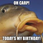 Carp | OH CARP! TODAY’S MY BIRTHDAY! | image tagged in carp | made w/ Imgflip meme maker