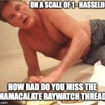 Drunk Hasselhoff | ON A SCALE OF 1 - HASSELHOFF; HOW BAD DO YOU MISS THE IMAMACALATE BAYWATCH THREAD? | image tagged in drunk hasselhoff | made w/ Imgflip meme maker