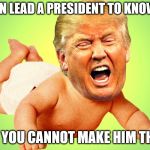 Cry baby Trump | YOU CAN LEAD A PRESIDENT TO KNOWLEDGE; BUT YOU CANNOT MAKE HIM THINK | image tagged in cry baby trump | made w/ Imgflip meme maker