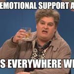 Emotional support alcohol | IT'S MY EMOTIONAL SUPPORT ALCOHOL; IT GOES EVERYWHERE WITH ME | image tagged in drunk uncle | made w/ Imgflip meme maker