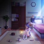 Anime girl alone in room