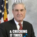 Robert Mueller | 🎵HE'S MAKING A LIST; & CHECKING IT TWICE 🎵 | image tagged in robert mueller | made w/ Imgflip meme maker