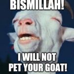 Goat Rhapsody  | BISMILLAH! I WILL NOT PET YOUR GOAT! | image tagged in goat,queen | made w/ Imgflip meme maker