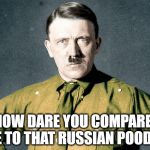 Adolf Hitler | HOW DARE YOU COMPARE ME TO THAT RUSSIAN POODLE | image tagged in adolf hitler | made w/ Imgflip meme maker