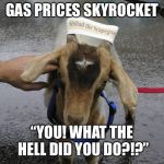 Sinbad the Scapegoat  | GAS PRICES SKYROCKET; “YOU! WHAT THE HELL DID YOU DO?!?” | image tagged in sinbad the scapegoat | made w/ Imgflip meme maker