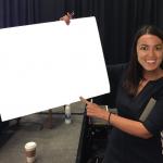 Ocasio with message board