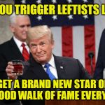 To Austin and James, Thanks for the New Stars | WHEN YOU TRIGGER LEFTISTS LIKE I DO; YOU GET A BRAND NEW STAR ON THE HOLLYWOOD WALK OF FAME EVERY 2 YEARS | image tagged in get me a coke please | made w/ Imgflip meme maker