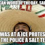 Mexican word of the day | MEXICAN WORD OF THE DAY 
SALT TED; I WAS AT A ICE PROTEST AND THE POLICE A SALT TED ME | image tagged in mexican word of the day | made w/ Imgflip meme maker