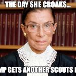 Elections have consequences, even for SCOTUS justices that cannot stay awake in open court. | THE DAY SHE CROAKS... TRUMP GETS ANOTHER SCOUTS PICK. | image tagged in scotus,2018,president trump,liberals | made w/ Imgflip meme maker