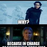 Han Solo Dad Joke | WHY WAS THE ORDER OF THE MOVIES IV, V, VI, I, II, III? WHY? BECAUSE IN CHARGE OF SCHEDULING, YODA WAS | image tagged in han solo dad joke | made w/ Imgflip meme maker