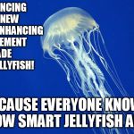 Jellyfish | ANNOUNCING OUR NEW MEMORY ENHANCING SUPPLEMENT MADE FROM JELLYFISH! BECAUSE EVERYONE KNOWS HOW SMART JELLYFISH ARE. | image tagged in jellyfish | made w/ Imgflip meme maker
