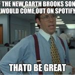 Thatd Be Great | IF THE NEW GARTH BROOKS SONG WOULD COME OUT ON SPOTIFY; THATD BE GREAT | image tagged in thatd be great | made w/ Imgflip meme maker
