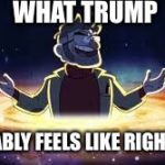 Gravity Falls | WHAT TRUMP; PROBABLY FEELS LIKE RIGHT NOW | image tagged in gravity falls | made w/ Imgflip meme maker