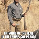 Daddy's Little Helper | BRINGING UP THE REAR IN THE TRUMP/GOP PARADE | image tagged in donald trump jr,gop hypocrite,traitor,impeach trump | made w/ Imgflip meme maker