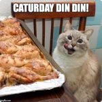 Kitty's Got Good Taste :-) | CATURDAY DIN DIN! | image tagged in chicken lover | made w/ Imgflip meme maker