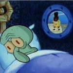 Squidward in bed meme