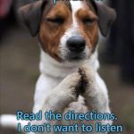 pet prayer | Oh please!!! Read the directions.  I don't want to listen to this teacher complain! | image tagged in pet prayer | made w/ Imgflip meme maker