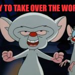 Try to take over the world | TRY TO TAKE OVER THE WORLD | image tagged in pinky and the brain,memes | made w/ Imgflip meme maker